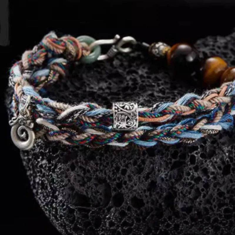Vv- American Dream Collection: 1920s Artisan-Inspired Handwoven 925 Sterling Silver Heritage Bracelet - vannveld