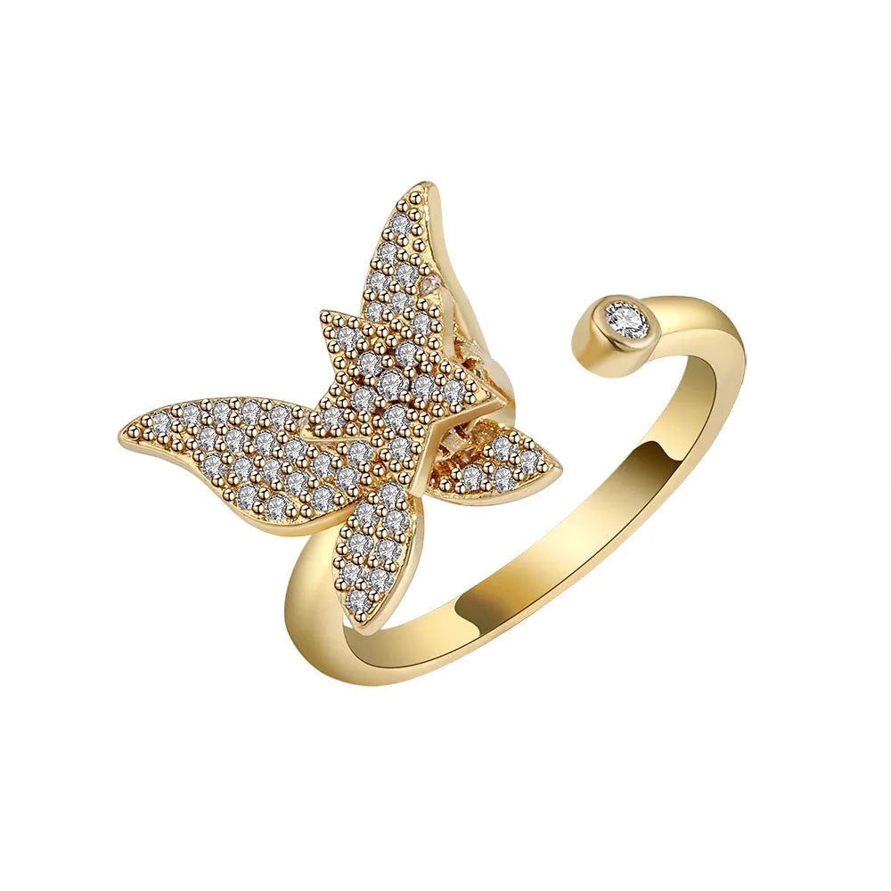 Vv- American Dream Collection: California Gold Rush Era Butterfly Freedom Spinning Ring, Ladies' Heritage Edition - vannveld