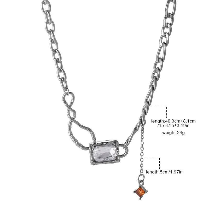 Vv- American Dream Collection: Ellis Island Legacy Cubic Zirconia Necklace, Echoing 1920s Elegant Freedom - vannveld