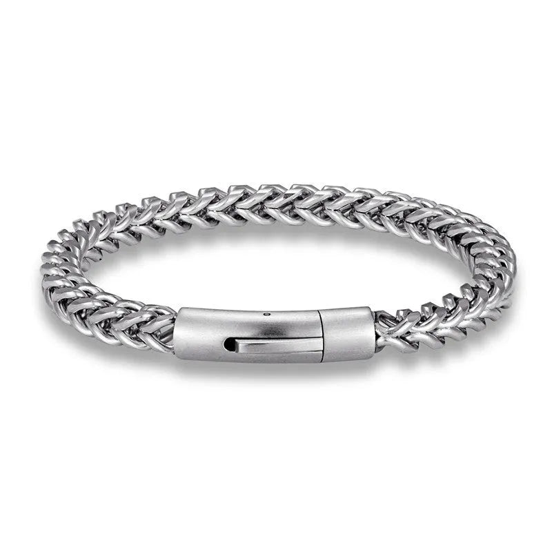 Vv- American Frontier and Old West Collection: Frontier Watch Chain Inspired Steel Bracelet Keeled Design - vannveld
