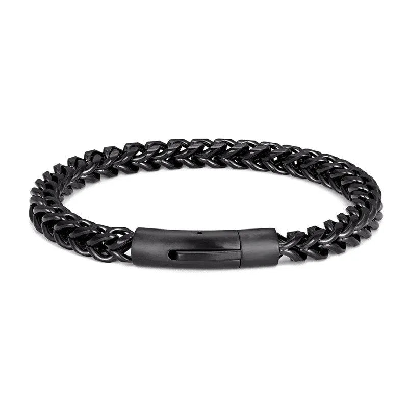 Vv- American Frontier and Old West Collection: Frontier Watch Chain Inspired Steel Bracelet Keeled Design - vannveld