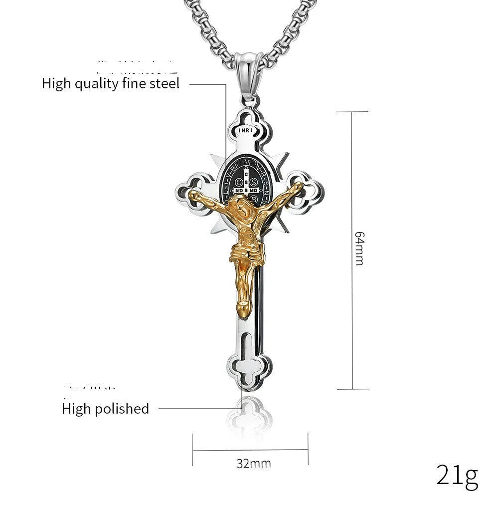 Vv- American Frontier and Old West Collection: Pioneer Faith Silver Cross Necklace Three Dimensional Crafted - vannveld