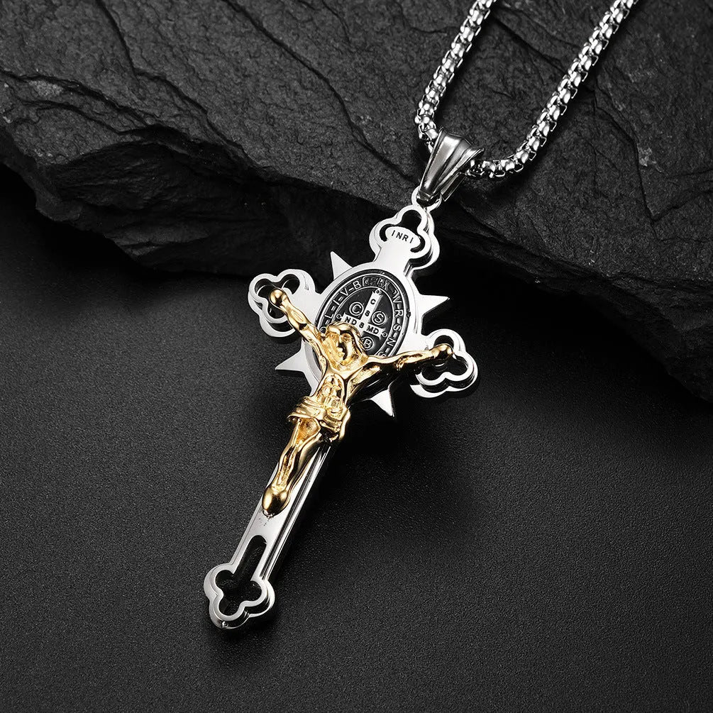 Vv- American Frontier and Old West Collection: Pioneer Faith Silver Cross Necklace Three Dimensional Crafted - vannveld