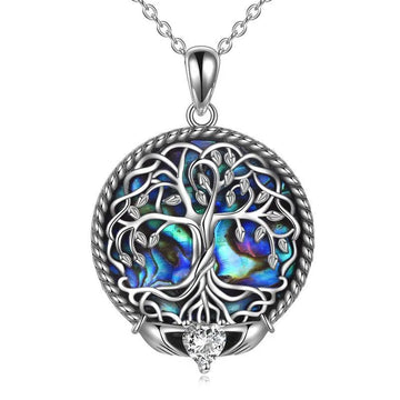 Vv- American Industrial Revolution Collection: Illuminating Progress - Tree of Life Necklace, Abalone Shell Shimmers in Sterling Silver - vannveld