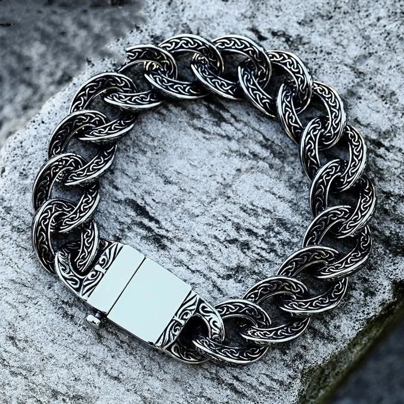 Vv- American Industrial Revolution: Nordic Immigrants Ornates Steel Mill Craftsman Inspired Titanium Cast Rugged Metalworkers Bracelet - vannveld