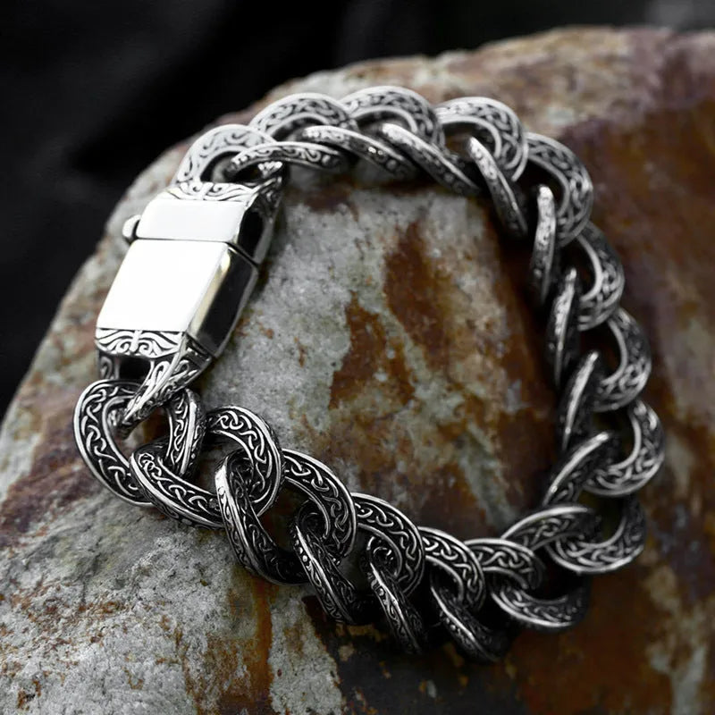 Vv- American Industrial Revolution: Nordic Immigrants Ornates Steel Mill Craftsman Inspired Titanium Cast Rugged Metalworkers Bracelet - vannveld
