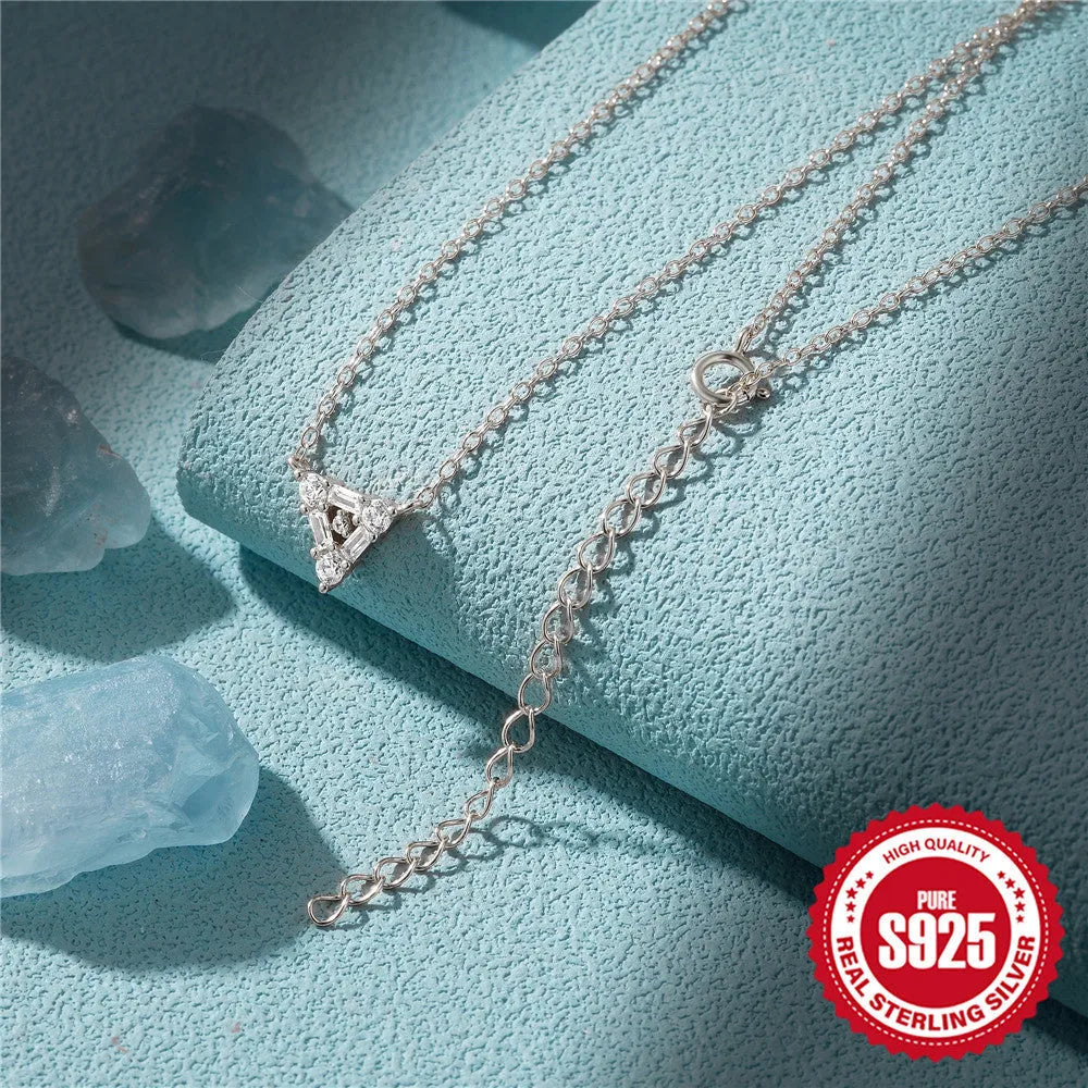 Vv- Birth of The National Anthem Collection: Fort McHenry's Dawn Inspiration S925 Sterling Silver Diamond Triangle Necklace - vannveld