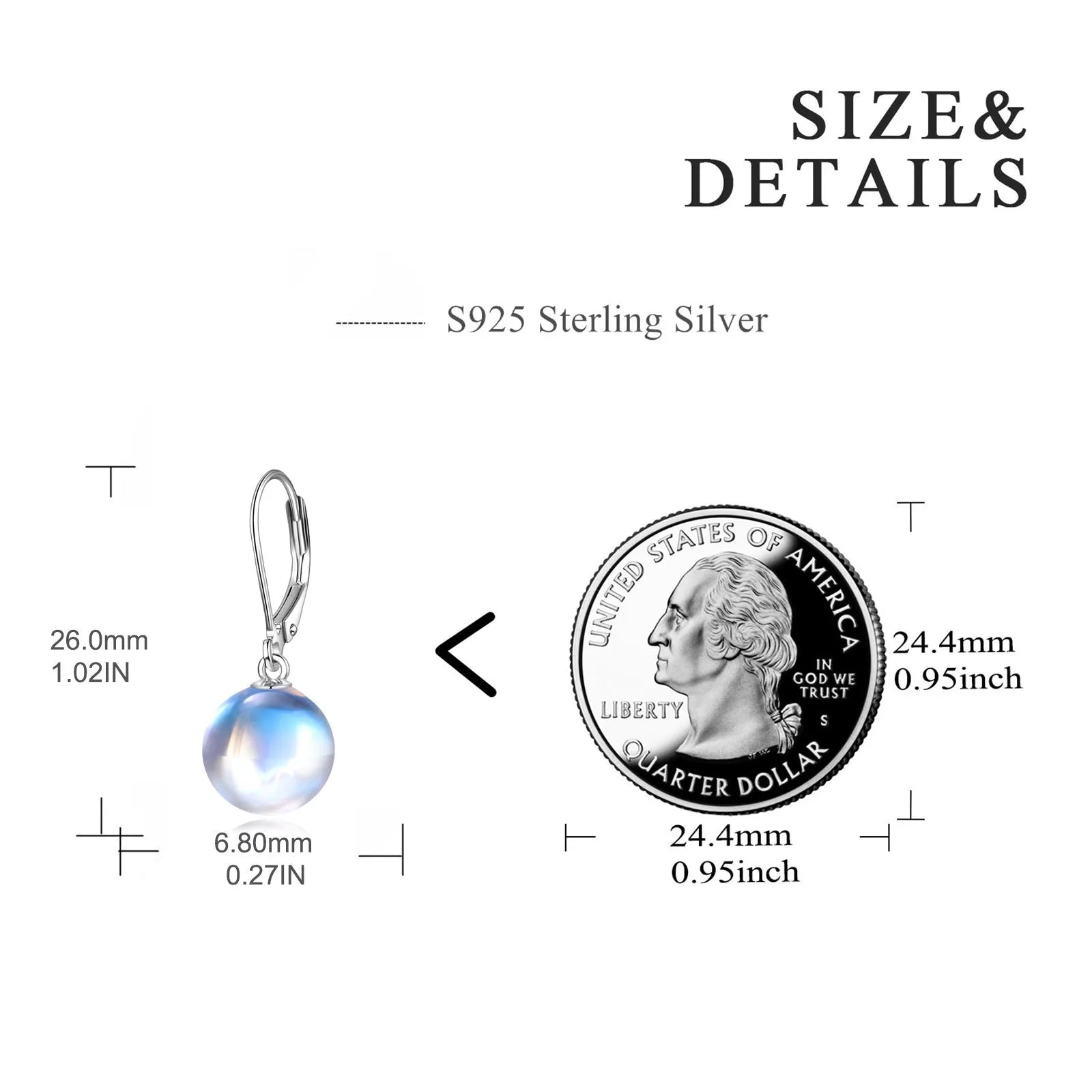 Vv- Founding Fathers Collection: 925 Silver Moonstone Earrings, Democracy's Radiance in Elegant Drops - vannveld