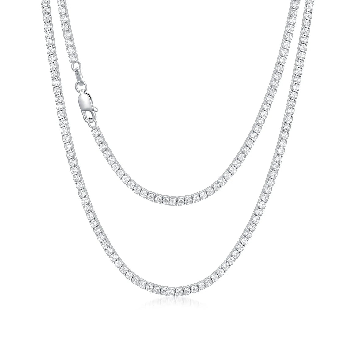 Vv- Heritage and Honor Collection: 1970s Tennis Legend-Inspired Sterling Silver Cubic Zirconia Chain Necklace - vannveld