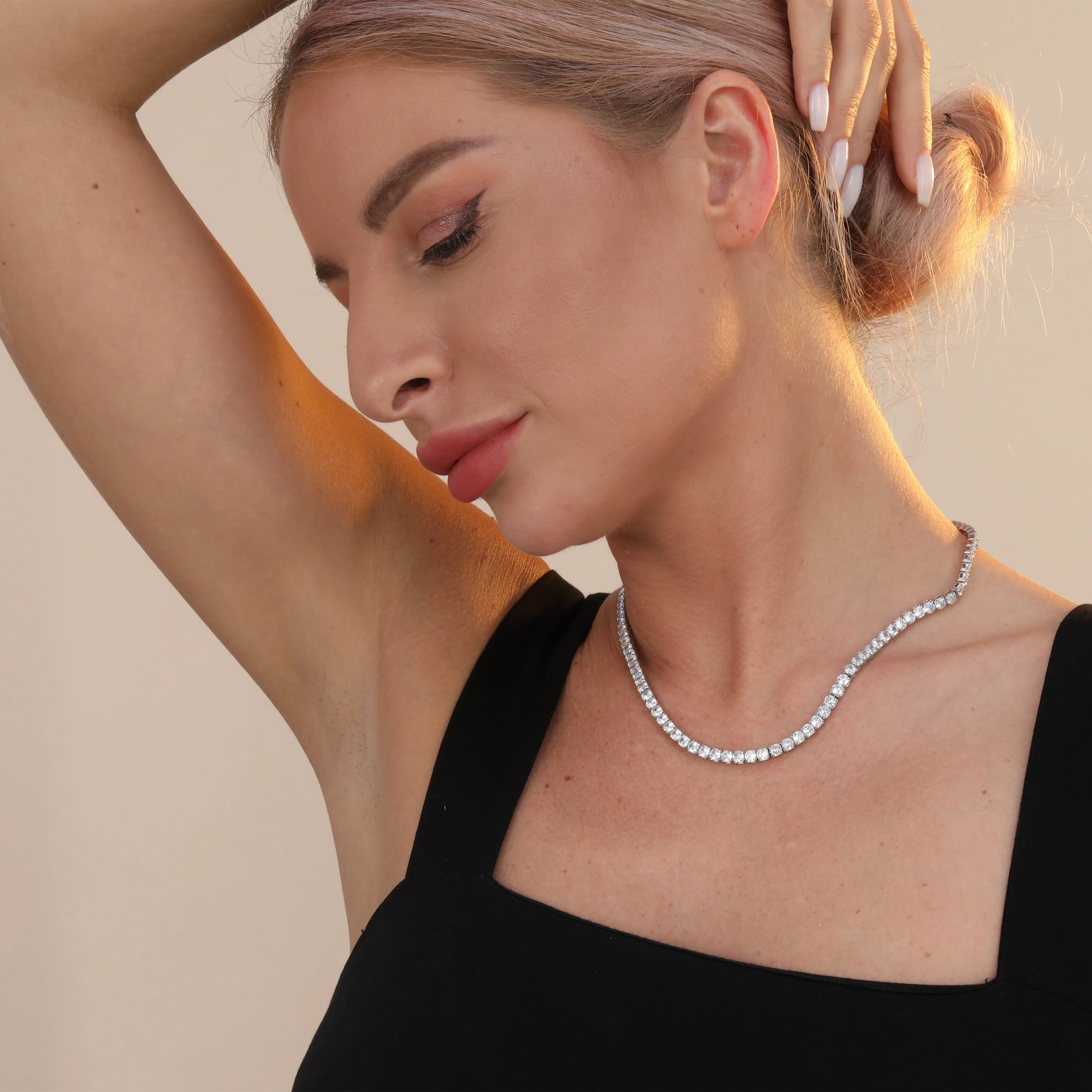 Vv- Heritage and Honor Collection: 1970s Tennis Legend-Inspired Sterling Silver Cubic Zirconia Chain Necklace - vannveld
