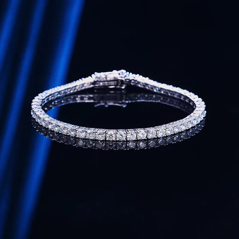 Vv- Heritage and Honor Collection: Gilded Age Elegance Tennis Bracelet, Ten-Point Moissanite Sterling Silver Excellence - vannveld