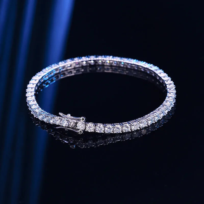Vv- Heritage and Honor Collection: Gilded Age Elegance Tennis Bracelet, Ten-Point Moissanite Sterling Silver Excellence - vannveld