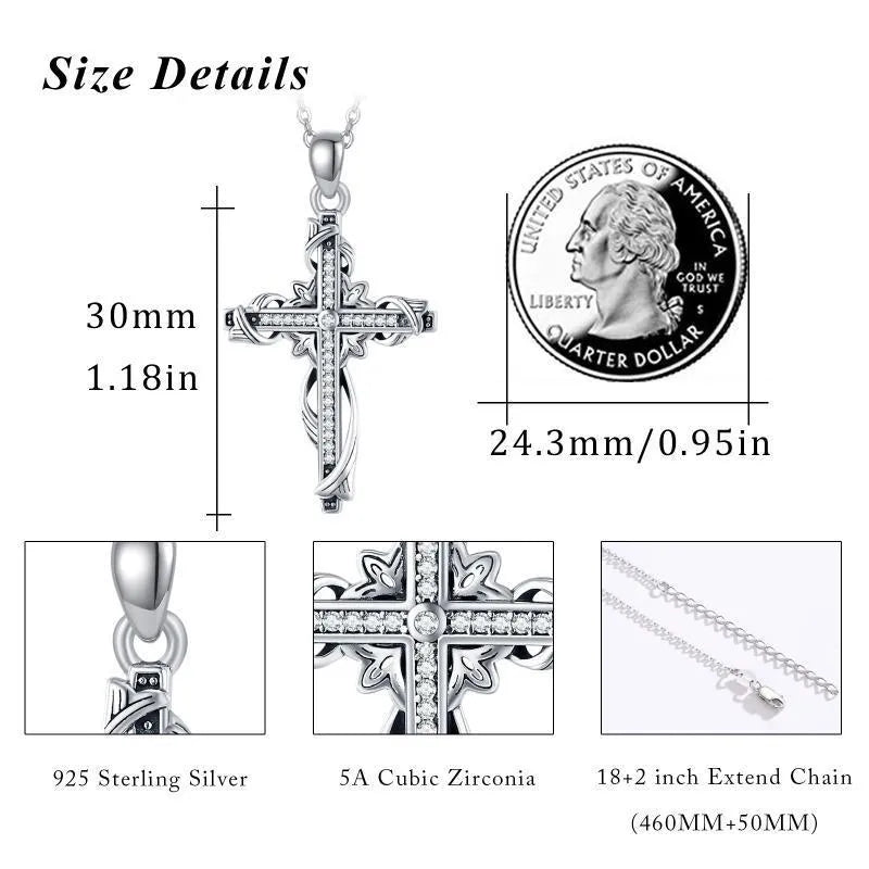 Vv- Heritage and Honor Collection: Timeless 925 Sterling Silver Cross Pendant, Celebrating Faith's Legacy - vannveld