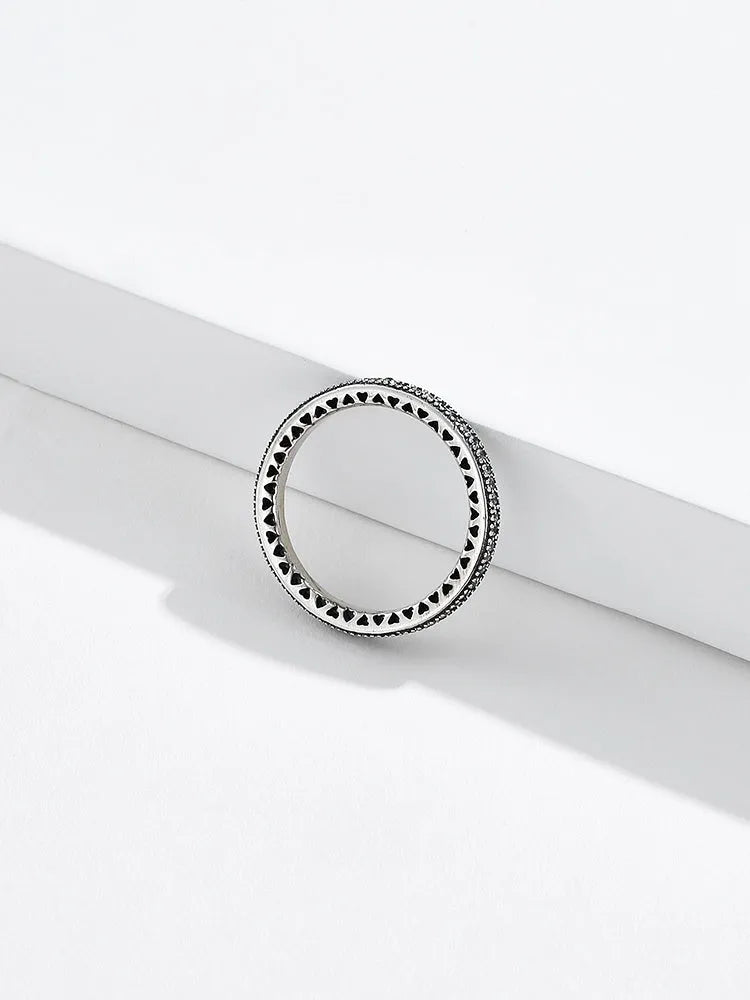 Vv- Heritage and Honor Collection: Victorian-Era Inspired Full Diamond Sterling Silver Ring, Romance Eternally Captured - vannveld