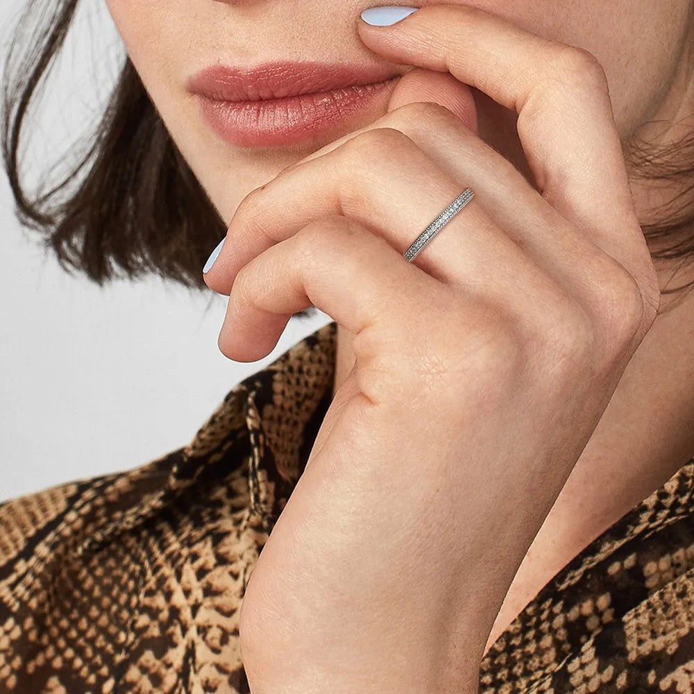 Vv- Heritage and Honor Collection: Victorian-Era Inspired Full Diamond Sterling Silver Ring, Romance Eternally Captured - vannveld