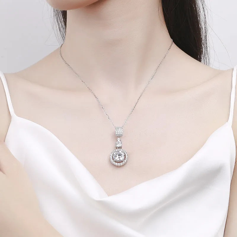 Vv- Space Age Collection: Friendship 7 Orbit-Inspired Sterling Silver Moissanite Celestial Drop Necklace - vannveld