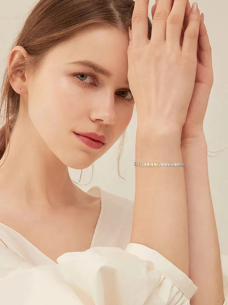 Vv- Space Age Collection: Gemini Missions Two-Tone S925 Sterling Silver Celestial Path Zircon Bracelet - vannveld