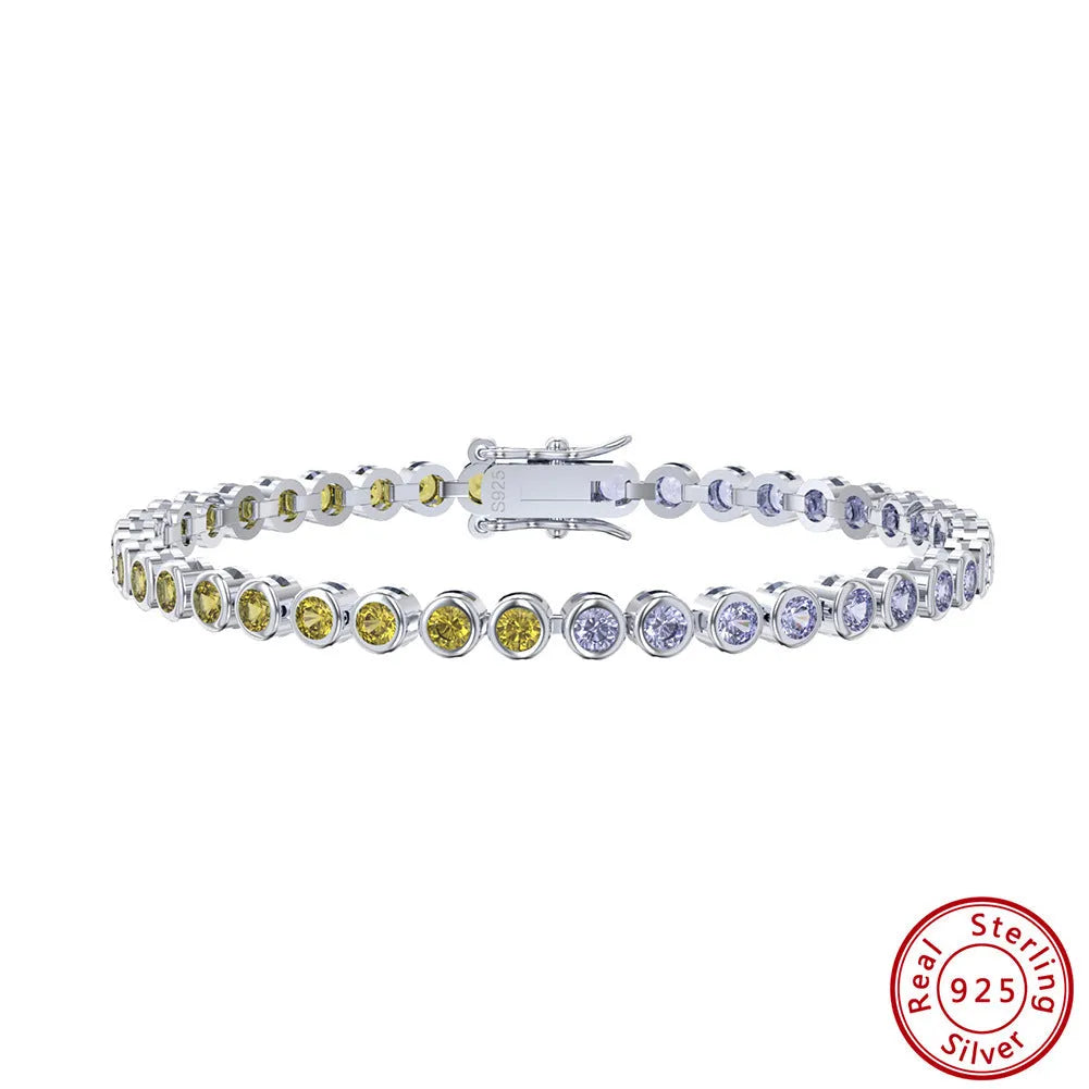 Vv- Space Age Collection: Gemini Missions Two-Tone S925 Sterling Silver Celestial Path Zircon Bracelet - vannveld