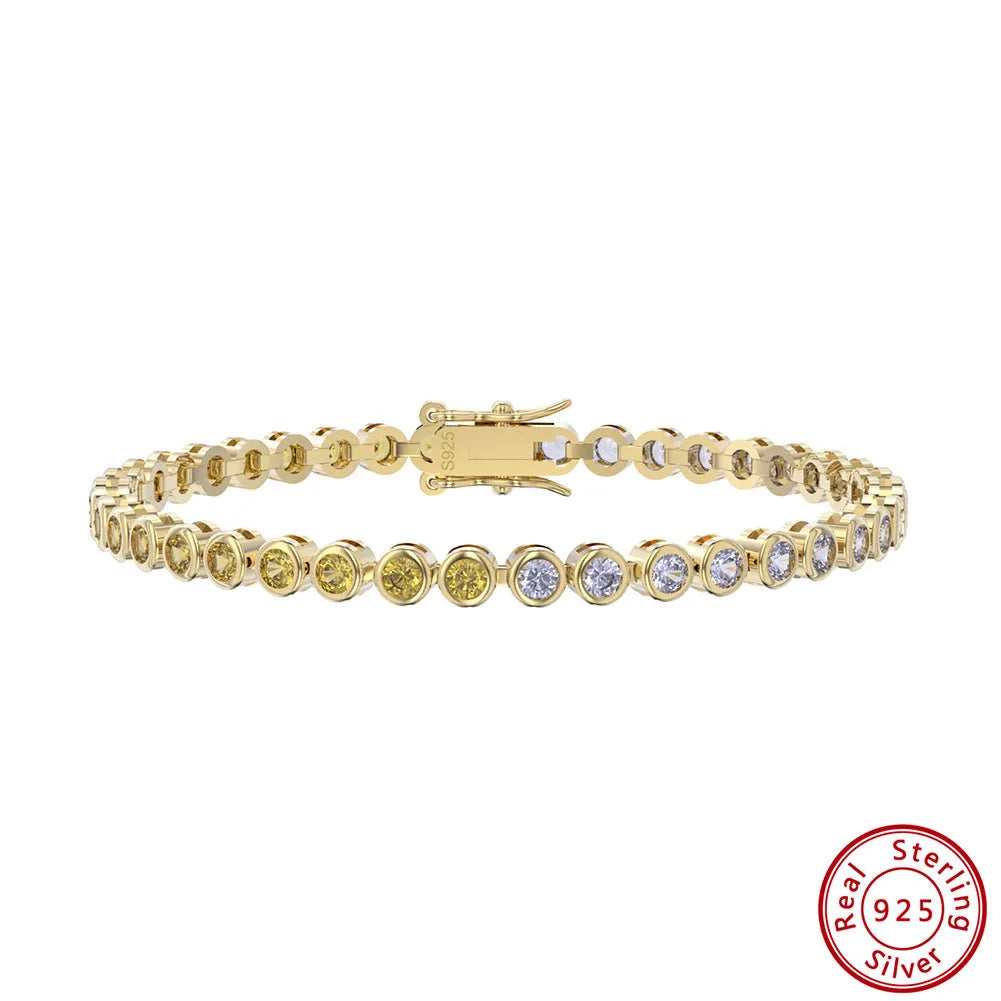 Vv- Space Age Collection: Gemini Missions Two-Tone S925 Sterling Silver Celestial Path Zircon Bracelet - vannveld