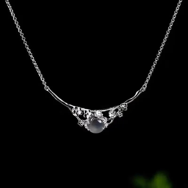 Vv- Space Age Collection: Lunar Odyssey Chalcedony Necklace, Echoing 1960s Cosmic Exploration Dreams - vannveld