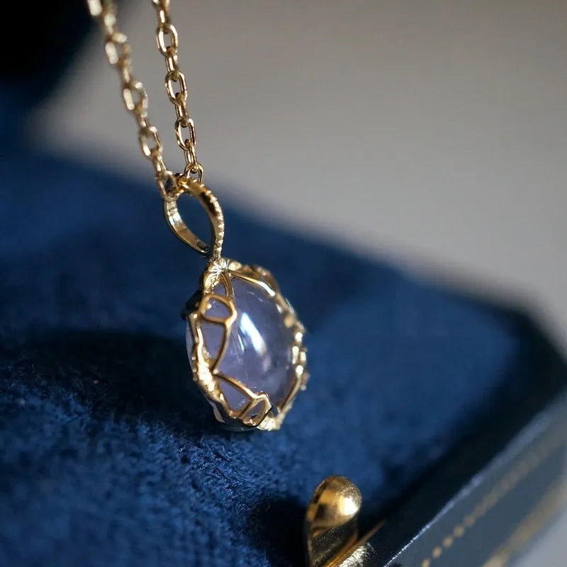 Vv- Space Age Collection: Mercury-6 Orbit Inspired Dual Amethyst Feldspar Silver-Gold Celestial Chain - vannveld