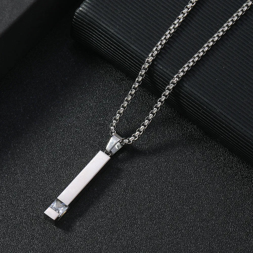 Vv- Space Age Collection: Mercury Capsule-Inspired Square Zircon Steel Necklace, Gleaming Like Glenn's 1962 Starlight - vannveld