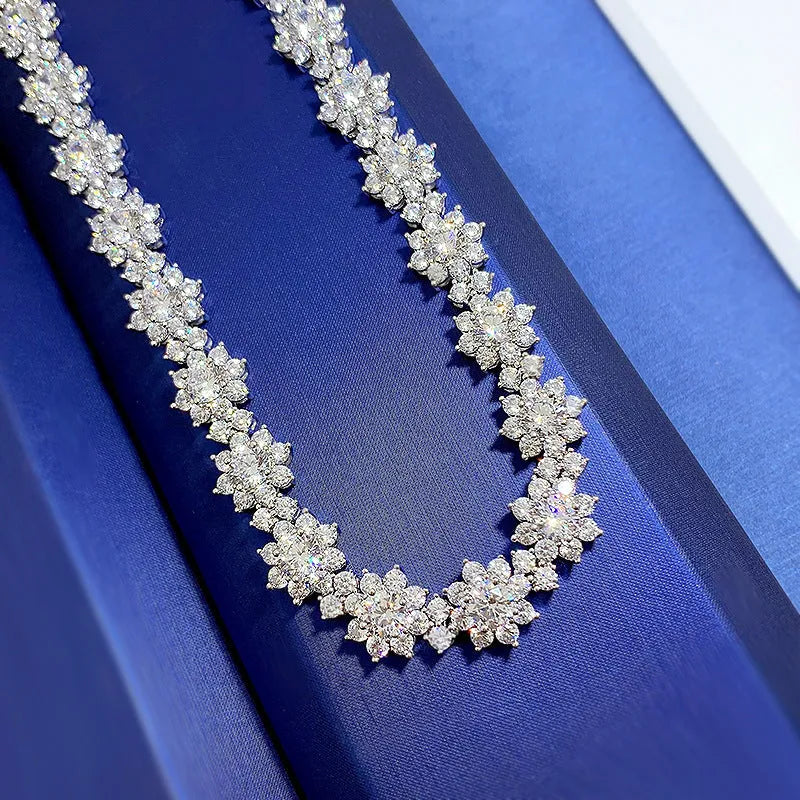 Vv- The American Diamond Collection - Native American Inspired Lab Diamond Sunflower Sterling Silver Necklace - vannveld