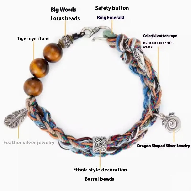 Vv- American Dream Collection: 1920s Artisan-Inspired Handwoven 925 Sterling Silver Heritage Bracelet - vannveld