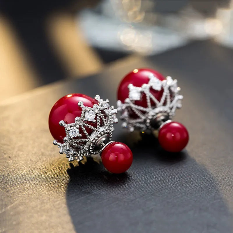 Vv- American Dream Collection: Gilded Age Elegance Double-Sided Sterling Pearl Studs of Timeless Grace - vannveld