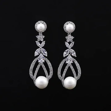 Vv- American Dream Collection: Gilded Age Pearl and Zircon Silver Earrings, Echoing America's Golden Prosperity - vannveld