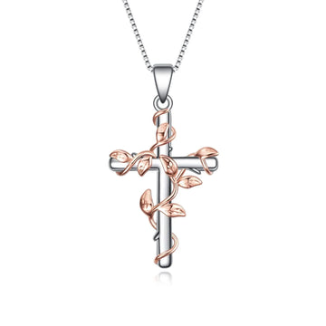 Vv- American Foundations Collection: Liberty's Bloom - Sterling Silver Rose Cross Pendant, Echoing Revolutionary Spirit - vannveld