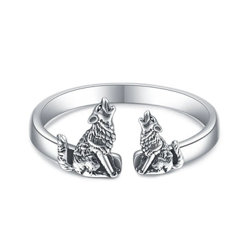 Vv- American Foundations Collection: Liberty's Howl - Sterling Silver Mother Wolf Guards Independence, Revolutionary Bond Ring - vannveld