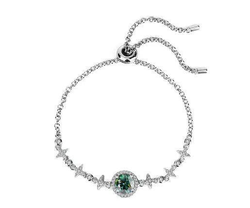 Vv- American Foundations Collection: Moissanite-Diamond Bracelet. Liberty's Starry Sky S925 Sterling Silver Revolution Bracelet - vannveld