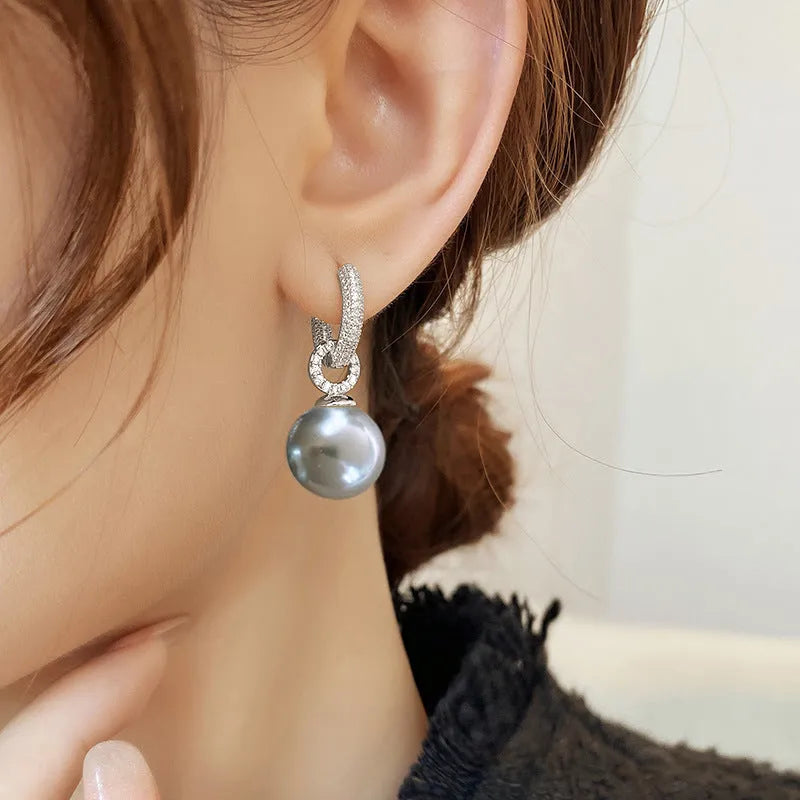 Vv- American Foundations Collection: Revolutionary Elegance Earrings - Detachable Zircon-Adorned Pearls, Liberty's Luster - vannveld