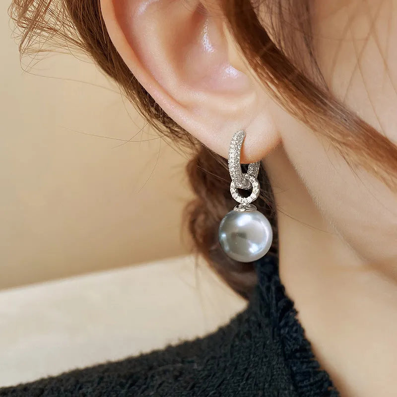 Vv- American Foundations Collection: Revolutionary Elegance Earrings - Detachable Zircon-Adorned Pearls, Liberty's Luster - vannveld