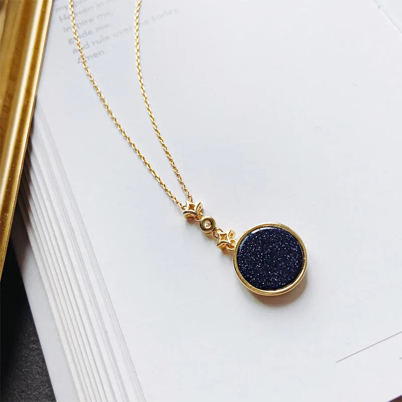 Vv- American Foundations Collection: Revolutionary Spirit Blue Sandstone Celestial Necklace, Where Liberty Meets Starlight - vannveld