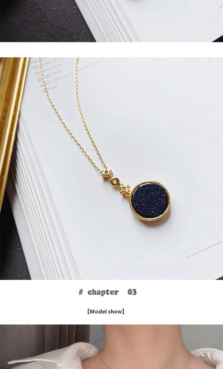 Vv- American Foundations Collection: Revolutionary Spirit Blue Sandstone Celestial Necklace, Where Liberty Meets Starlight - vannveld