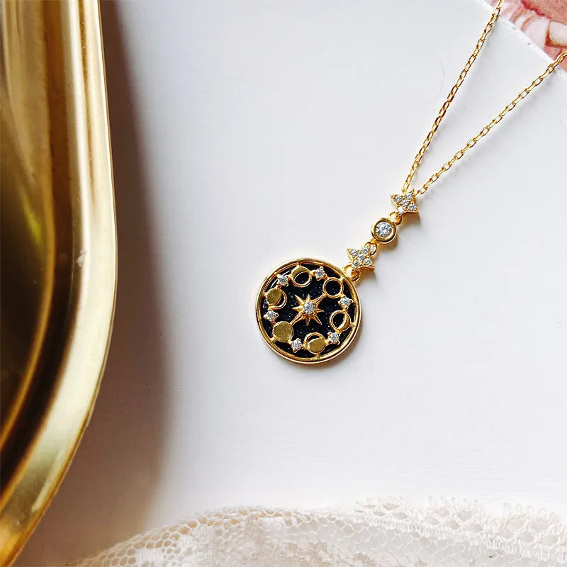 Vv- American Foundations Collection: Revolutionary Spirit Blue Sandstone Celestial Necklace, Where Liberty Meets Starlight - vannveld