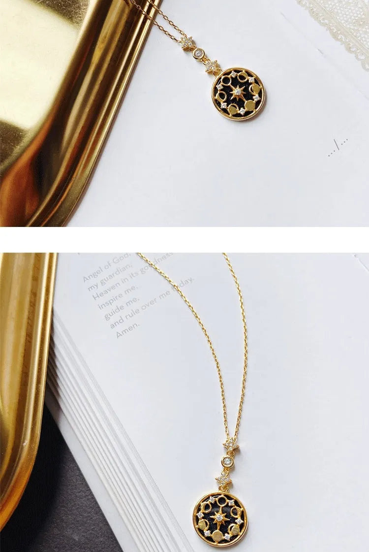 Vv- American Foundations Collection: Revolutionary Spirit Blue Sandstone Celestial Necklace, Where Liberty Meets Starlight - vannveld