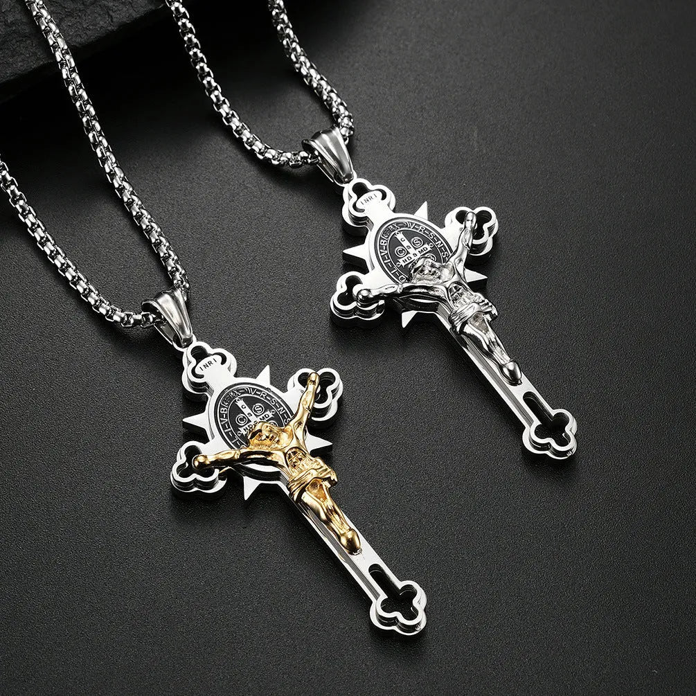 Vv- American Frontier and Old West Collection: Pioneer Faith Silver Cross Necklace Three Dimensional Crafted - vannveld