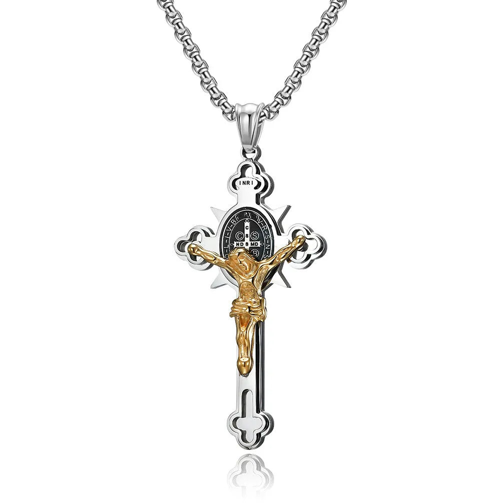 Vv- American Frontier and Old West Collection: Pioneer Faith Silver Cross Necklace Three Dimensional Crafted - vannveld