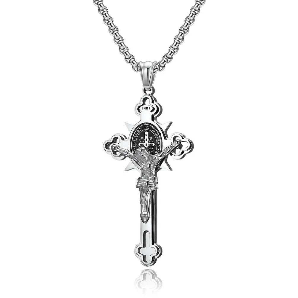 Vv- American Frontier and Old West Collection: Pioneer Faith Silver Cross Necklace Three Dimensional Crafted - vannveld