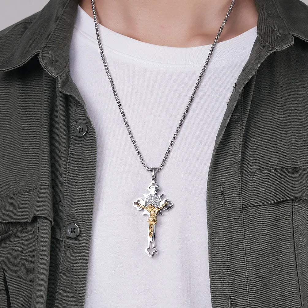 Vv- American Frontier and Old West Collection: Pioneer Faith Silver Cross Necklace Three Dimensional Crafted - vannveld