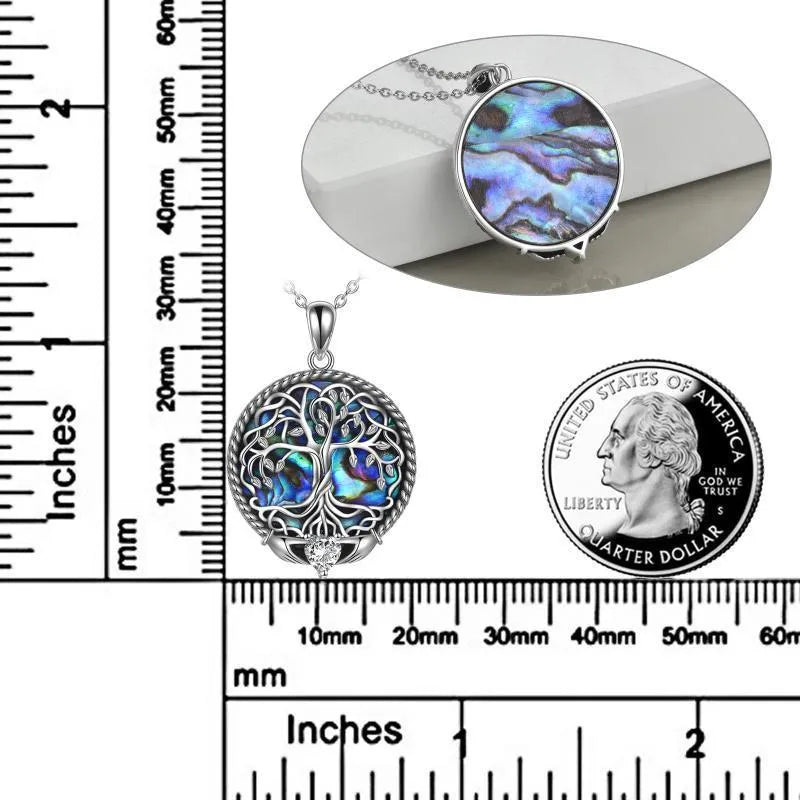 Vv- American Industrial Revolution Collection: Illuminating Progress - Tree of Life Necklace, Abalone Shell Shimmers in Sterling Silver - vannveld