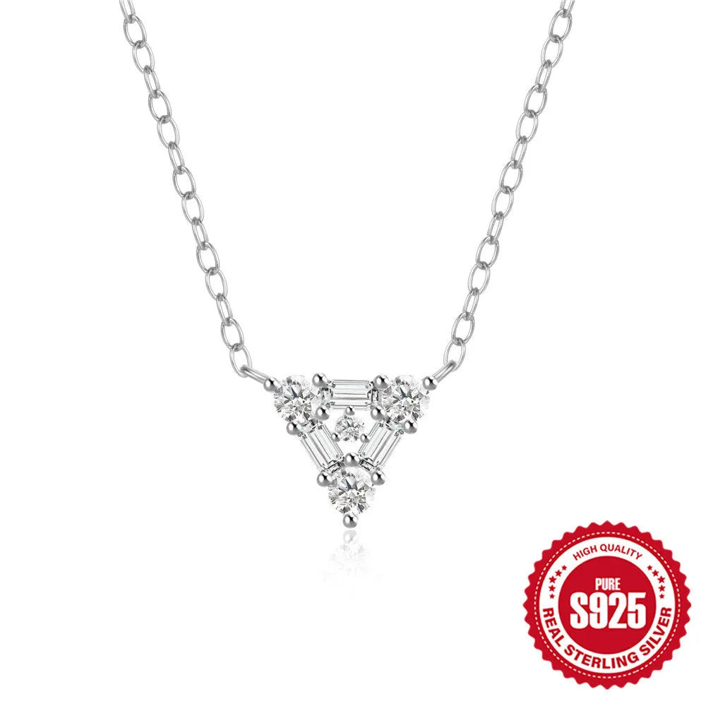 Vv- Birth of The National Anthem Collection: Fort McHenry's Dawn Inspiration S925 Sterling Silver Diamond Triangle Necklace - vannveld