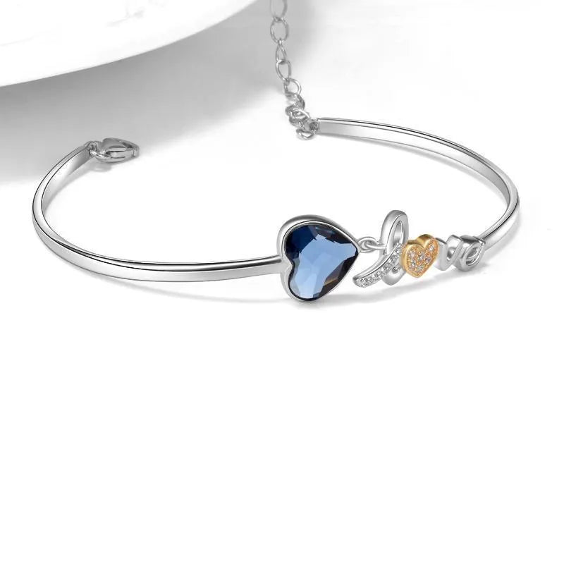Vv- Founding Fathers Collection: Necklace - Liberty's Embrace Sterling Silver Heart Bangle with Sparkling Crystal - vannveld