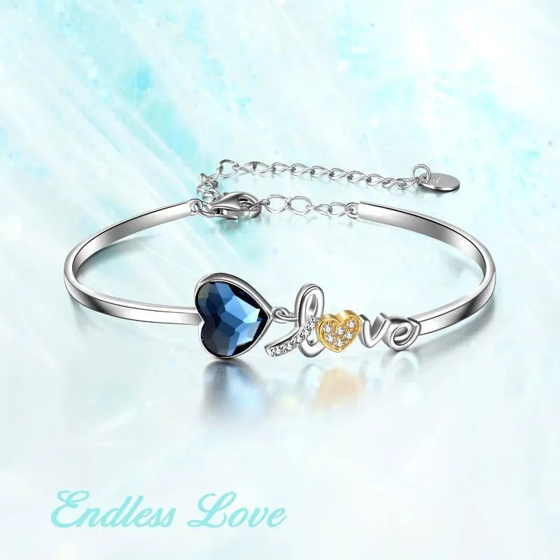 Vv- Founding Fathers Collection: Necklace - Liberty's Embrace Sterling Silver Heart Bangle with Sparkling Crystal - vannveld