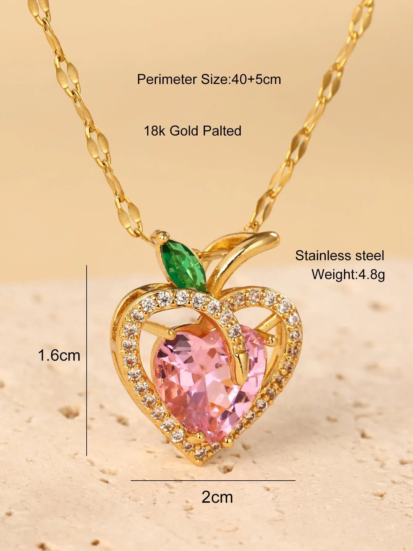 Vv- Founding Fathers Collection: Necklace Liberty's Heart 1776, Brilliant Zirconium Illuminating American Independence - vannveld