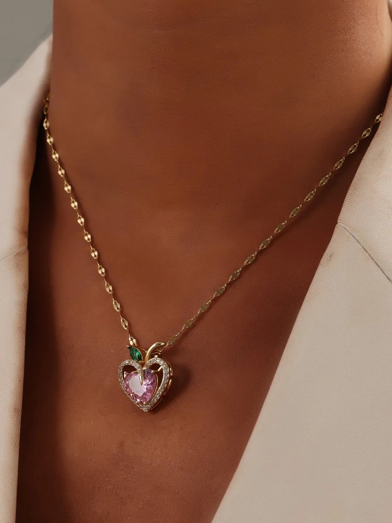 Vv- Founding Fathers Collection: Necklace Liberty's Heart 1776, Brilliant Zirconium Illuminating American Independence - vannveld