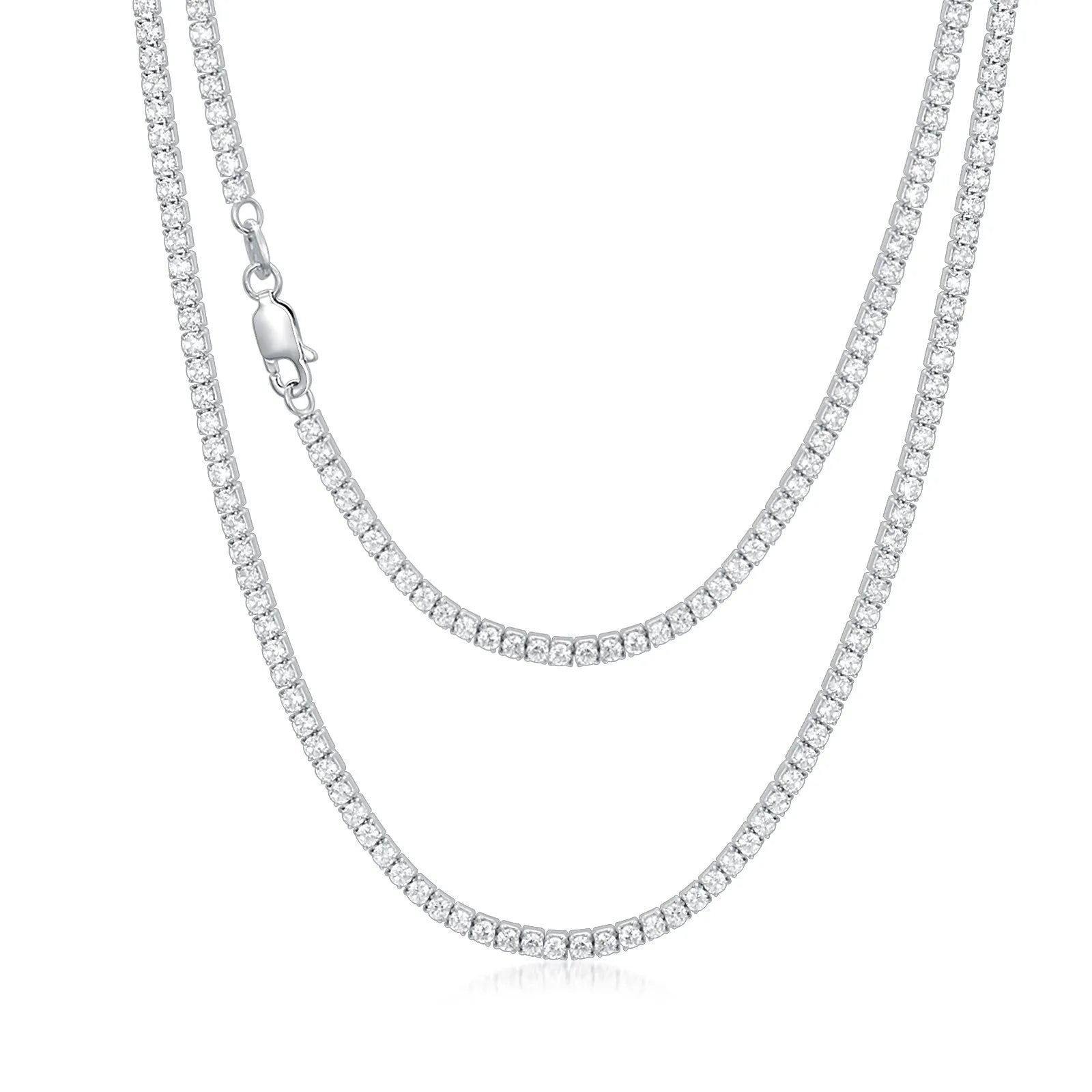 Vv- Heritage and Honor Collection: 1970s Tennis Legend-Inspired Sterling Silver Cubic Zirconia Chain Necklace - vannveld